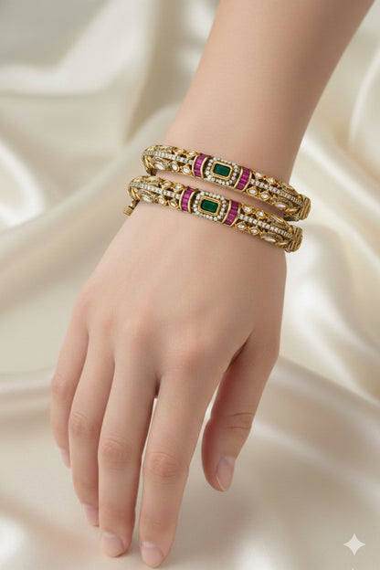 tyaani kundan jadau moissanite victorian polki kundan openable bangle indian bridal jewellery indian wedding