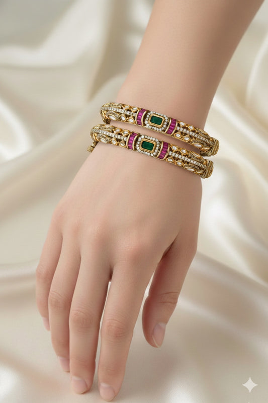 tyaani kundan jadau moissanite victorian polki kundan openable bangle indian bridal jewellery indian wedding