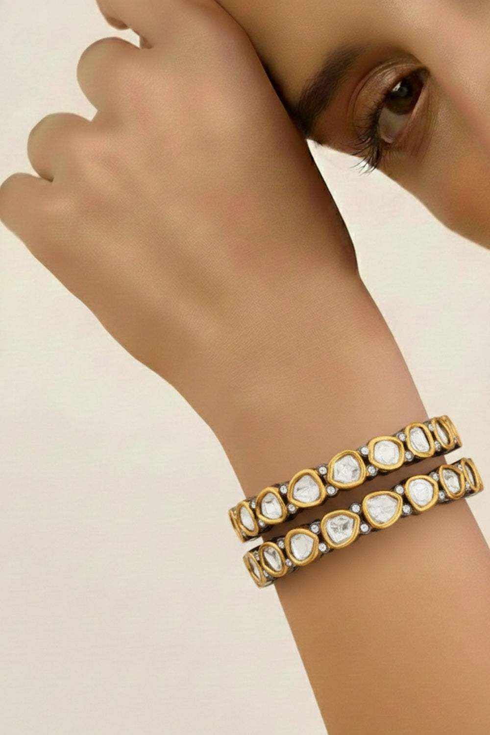 jadau moissanite polki kundan openable bangle