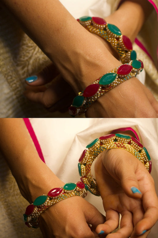 stone Meena openable bangles