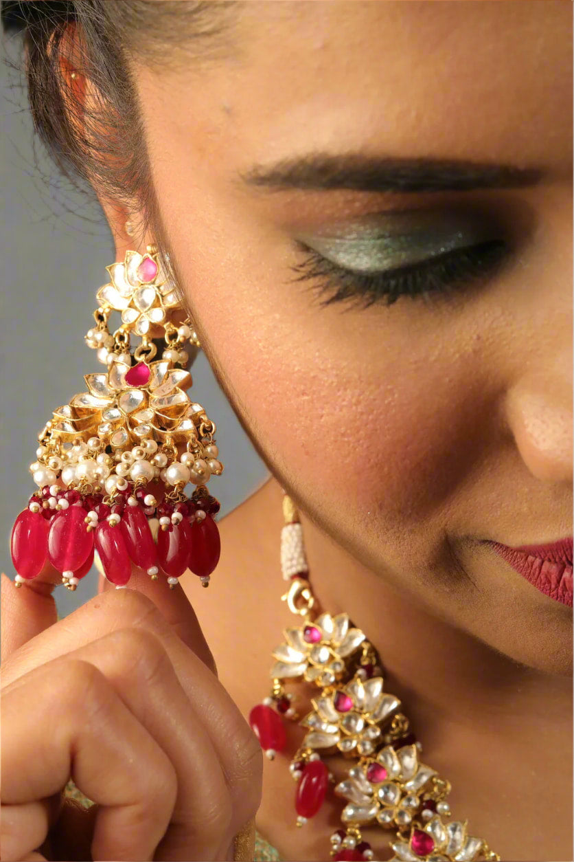 ruby kundan necklace set