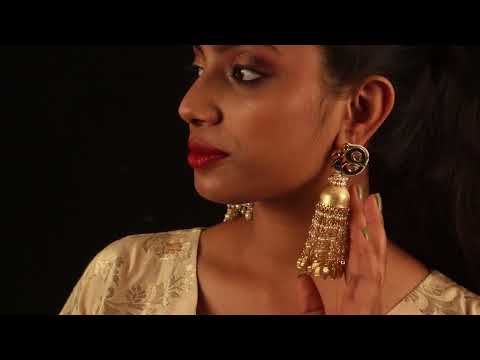 peacock kundan jhumkas