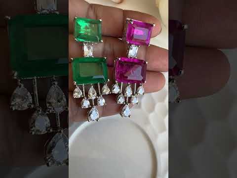 geometric cz earring