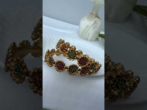 antique gold openable kada bangle bracelet