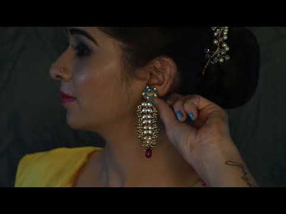 kundan long earrings kle220314