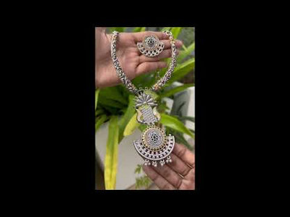 Tribal medium length necklace earrings set trcnes230411