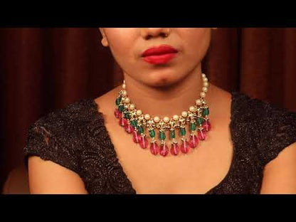 Jadau Kundan Collar Bone Necklace kcn220160