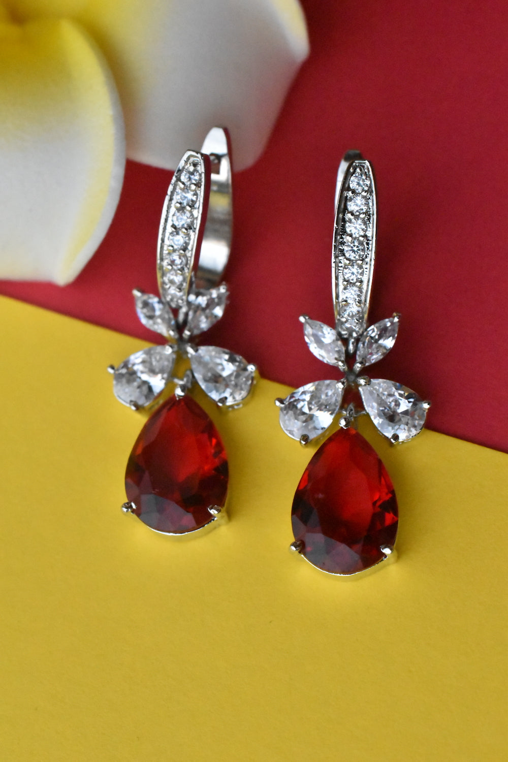 red and white earrings