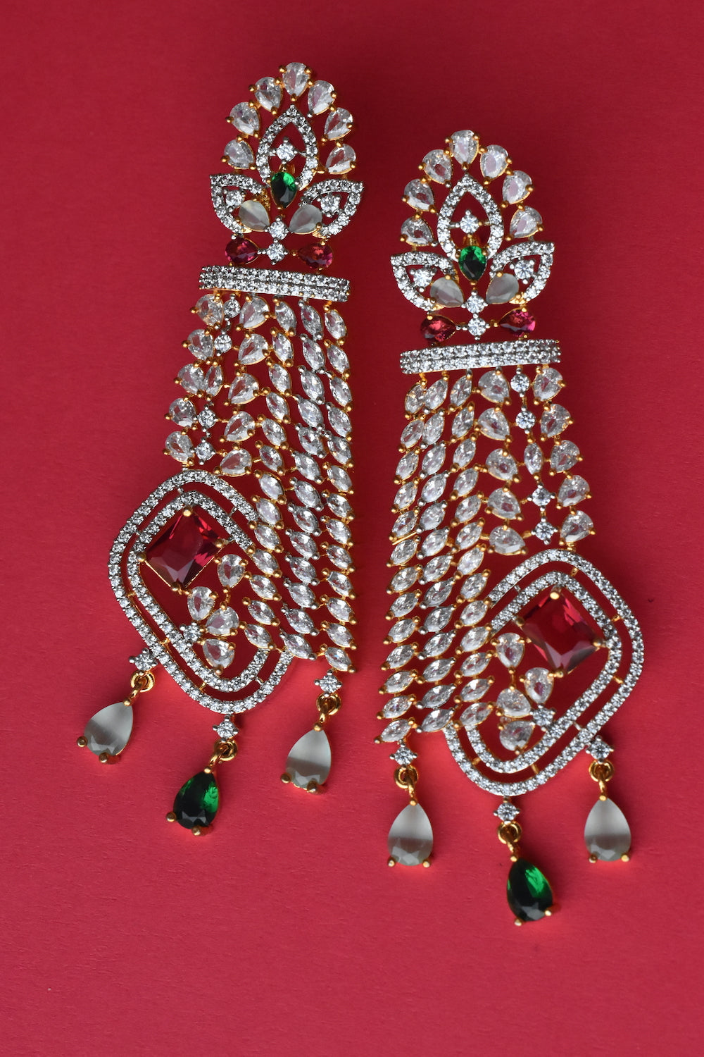 Diamond Long Linear Dangle Earrings - Nuha Jewelers