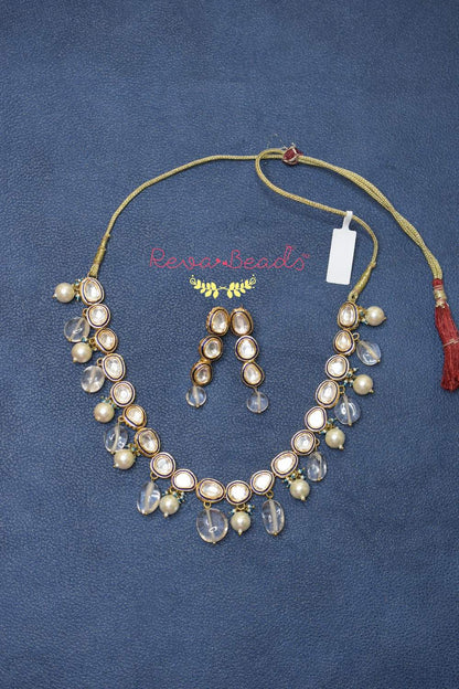 Kundan Choker Necklace Earrings Set kchnes220360