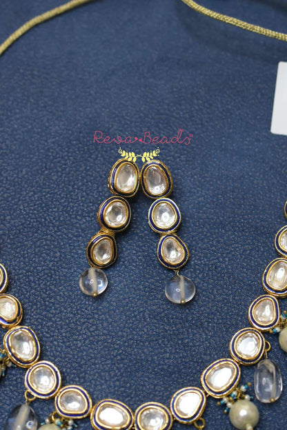 Kundan Choker Necklace Earrings Set kchnes220360