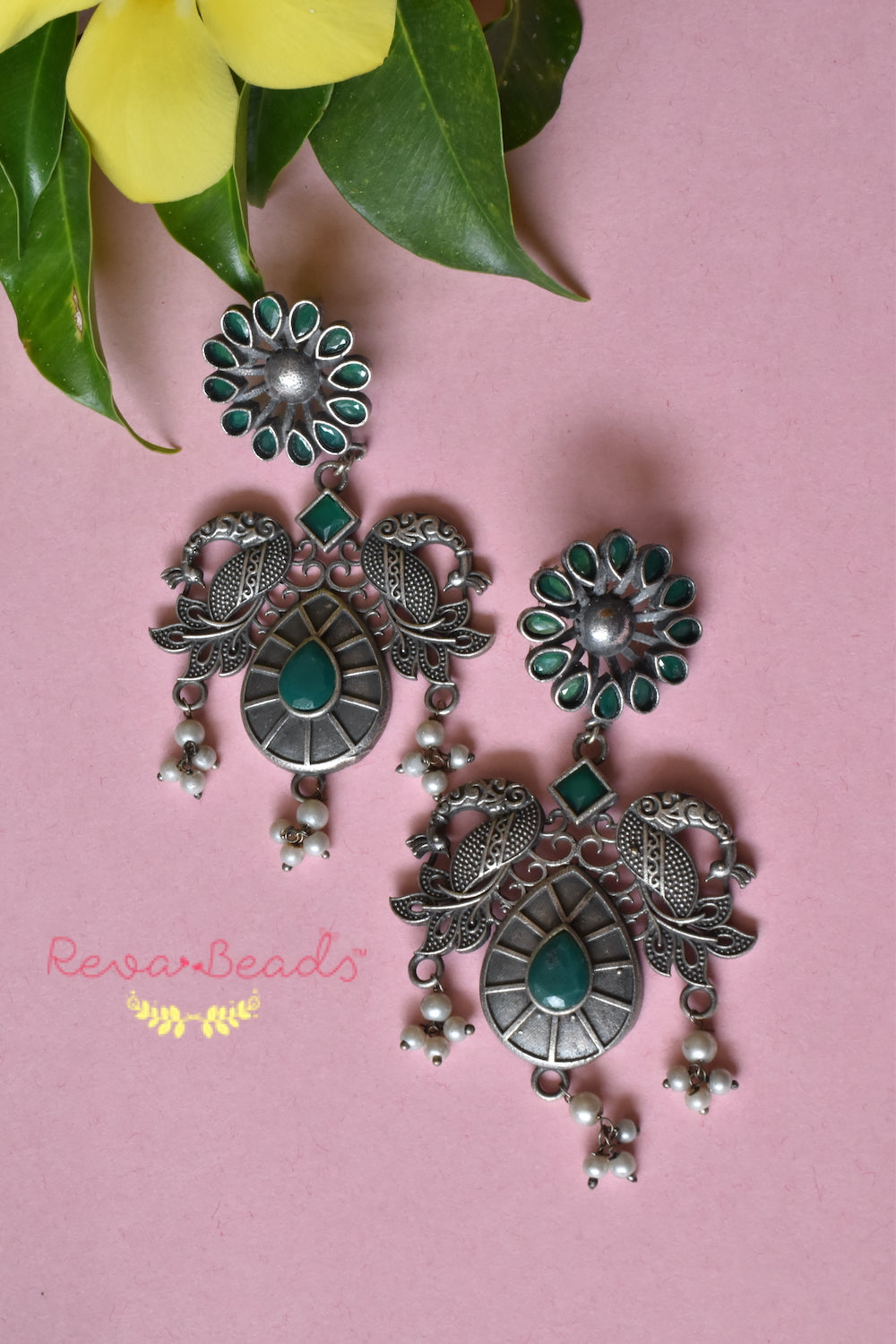 Peacock drop earrings