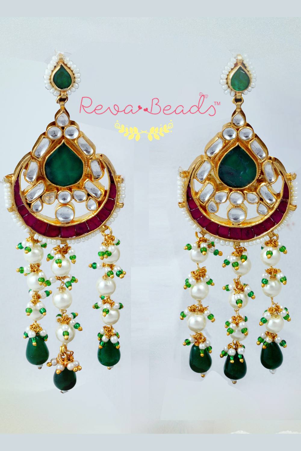 kundan chandbali earrings kce220356