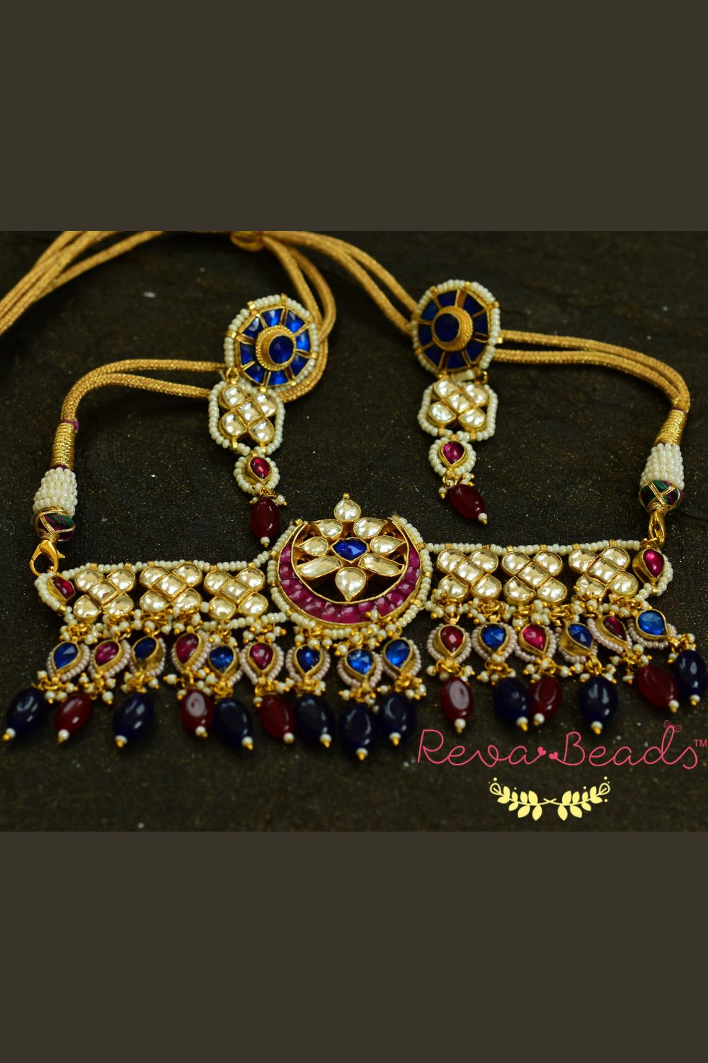 blue ruby necklace set