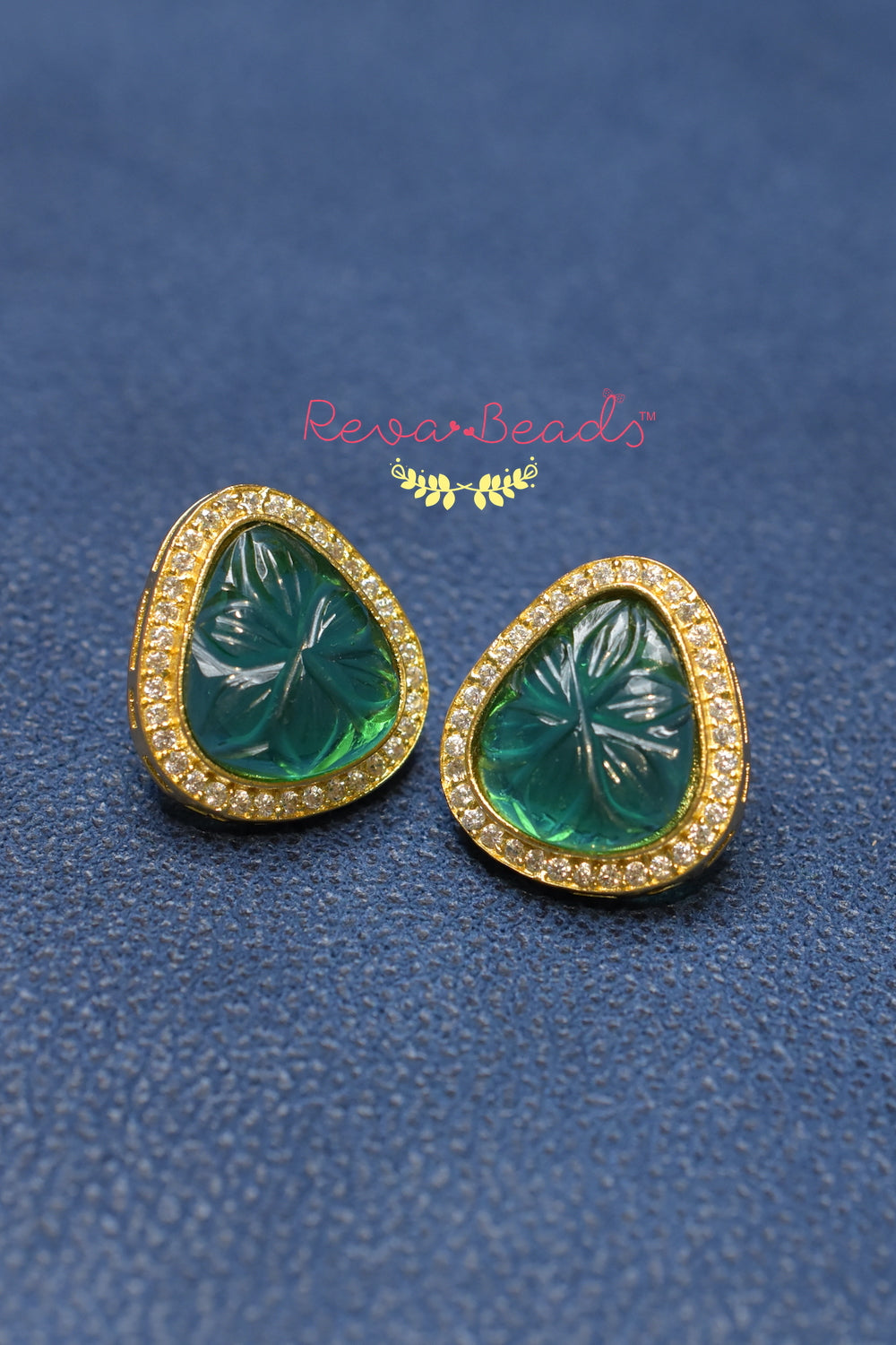 Buy Gold Plated Carved Stones Le Cleo Stud Earrings by Outhouse Online at  Aza Fashions.