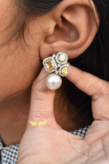 citrine cz earrings