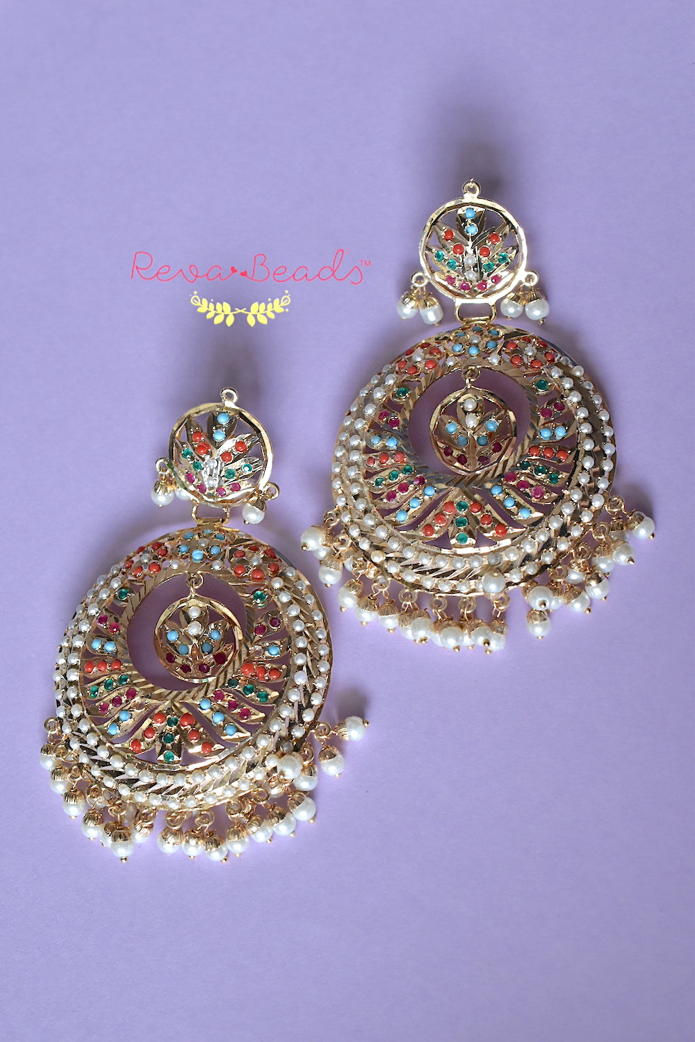 navratna chandbali earrings