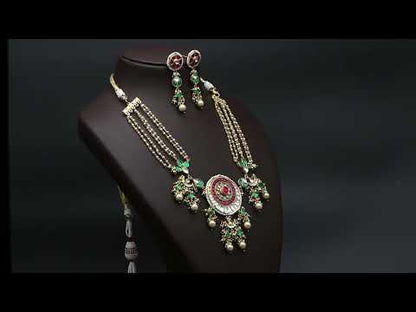 Kundan Choker Necklace Earrings Set kcnes220017