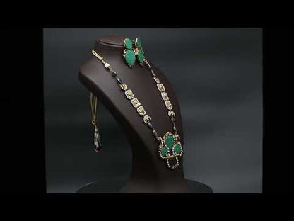 Kundan Long Necklace Earrings Set klnes220364