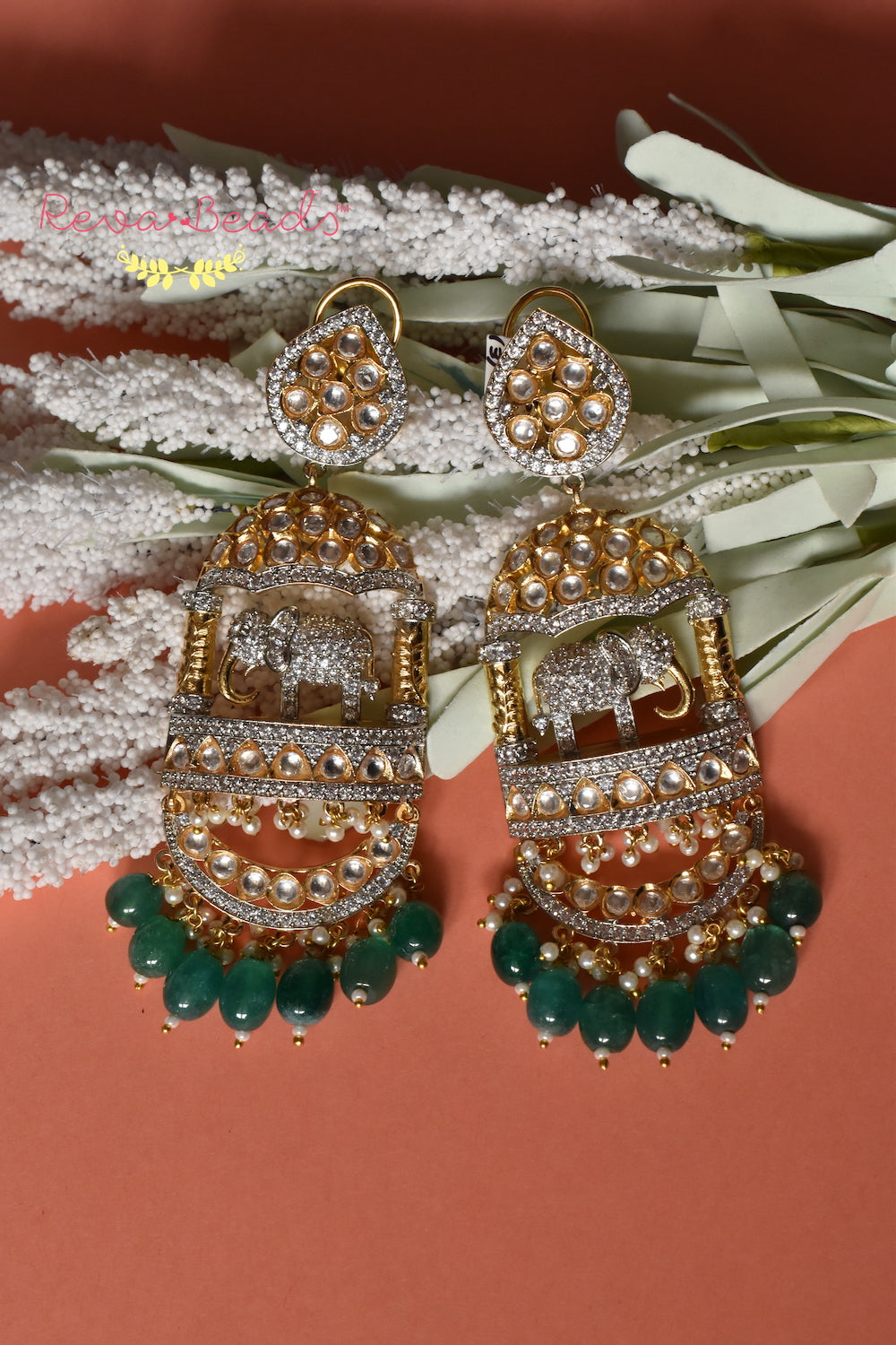 Kundan dual-tone drop earring kaddtdre221295