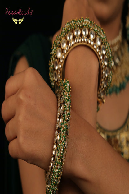 green kundan bangle