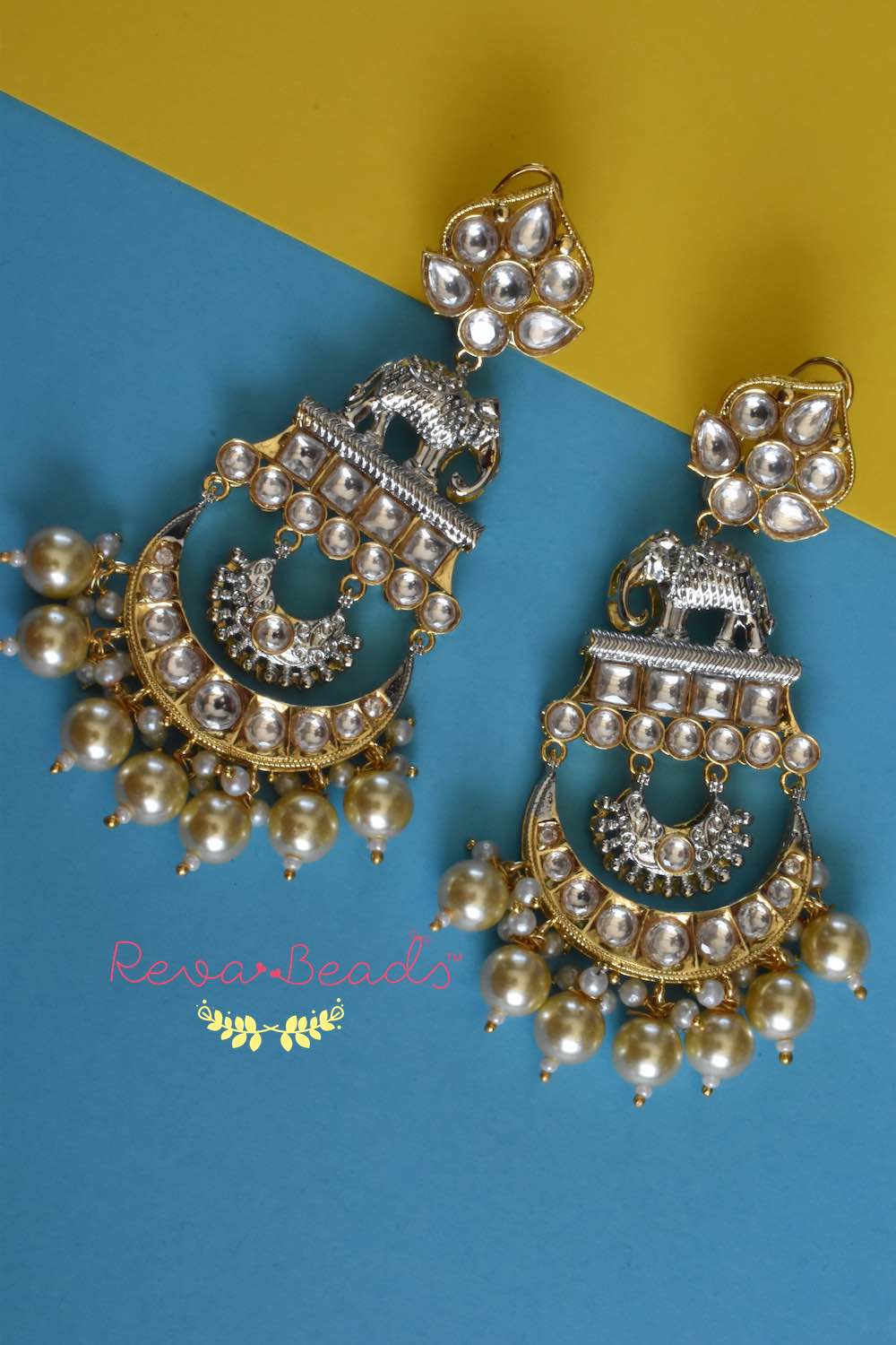 Buy Green Gold Plated Kundan Chandbali Earrings Online at Jayporecom