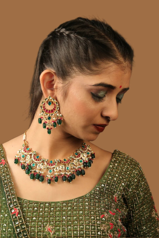 kundan choker necklace earrings