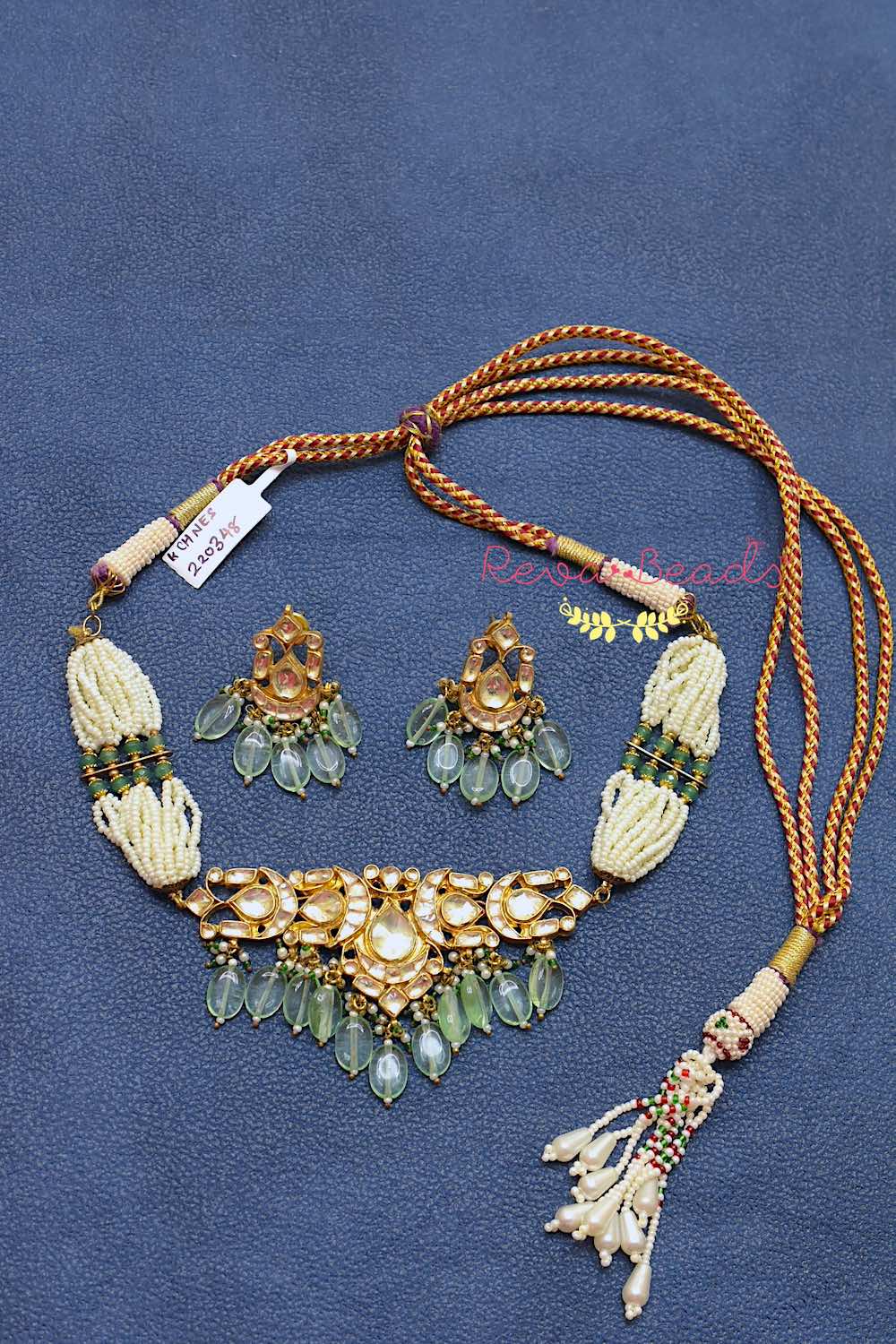 Kundan Choker Necklace Earrings Set kchnes220348