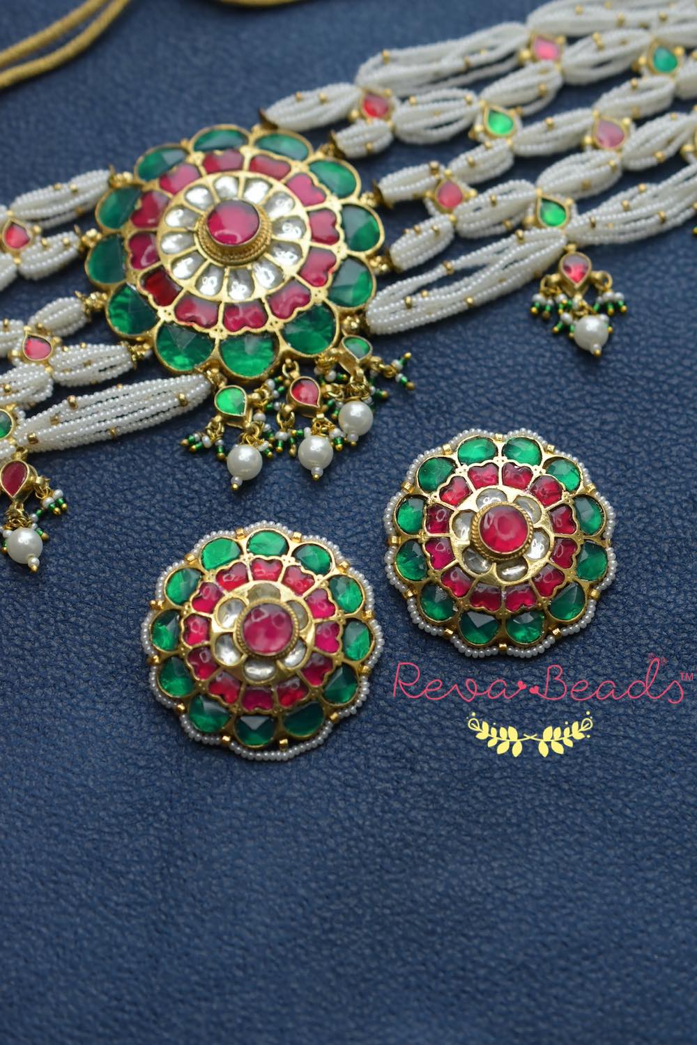 pearl kundan choker