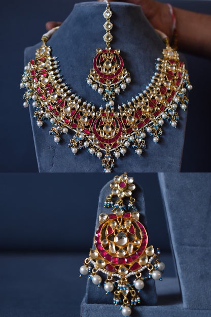 kundan collar necklace earrings tika set