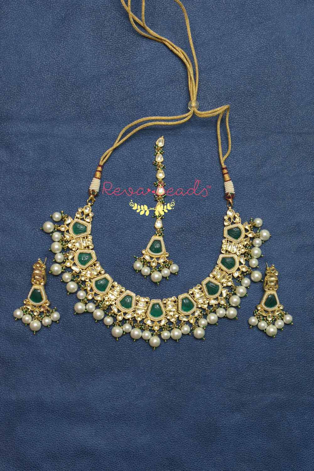 emerald kundan pearl