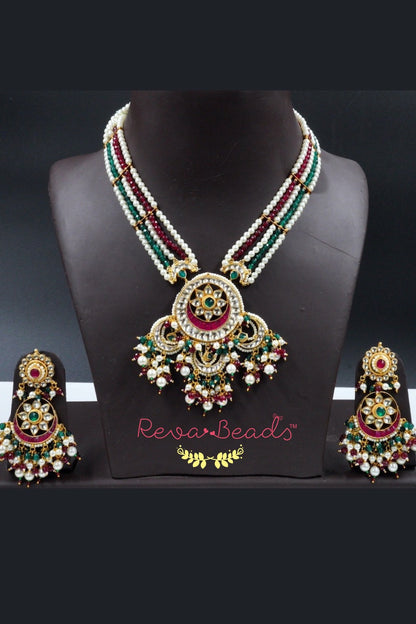 Kundan Choker Necklace Earrings Set kcnes220017