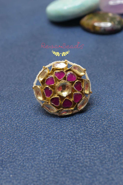 ruby kundan finger ring