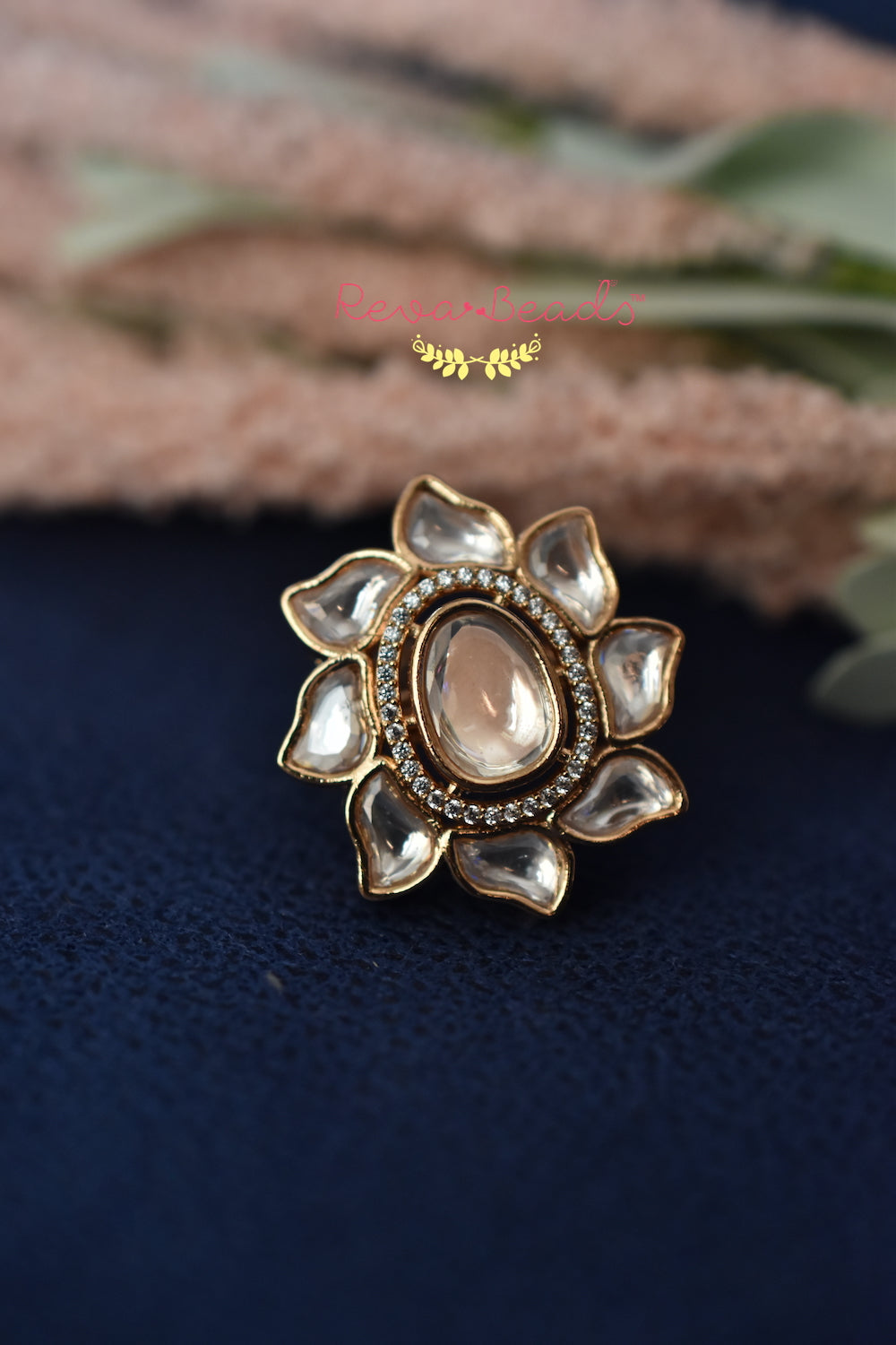 cz studded stone kundan finger ring kfr221336