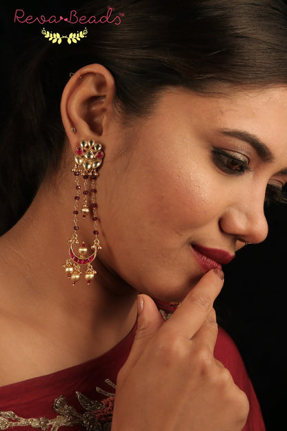 kundan long earrings