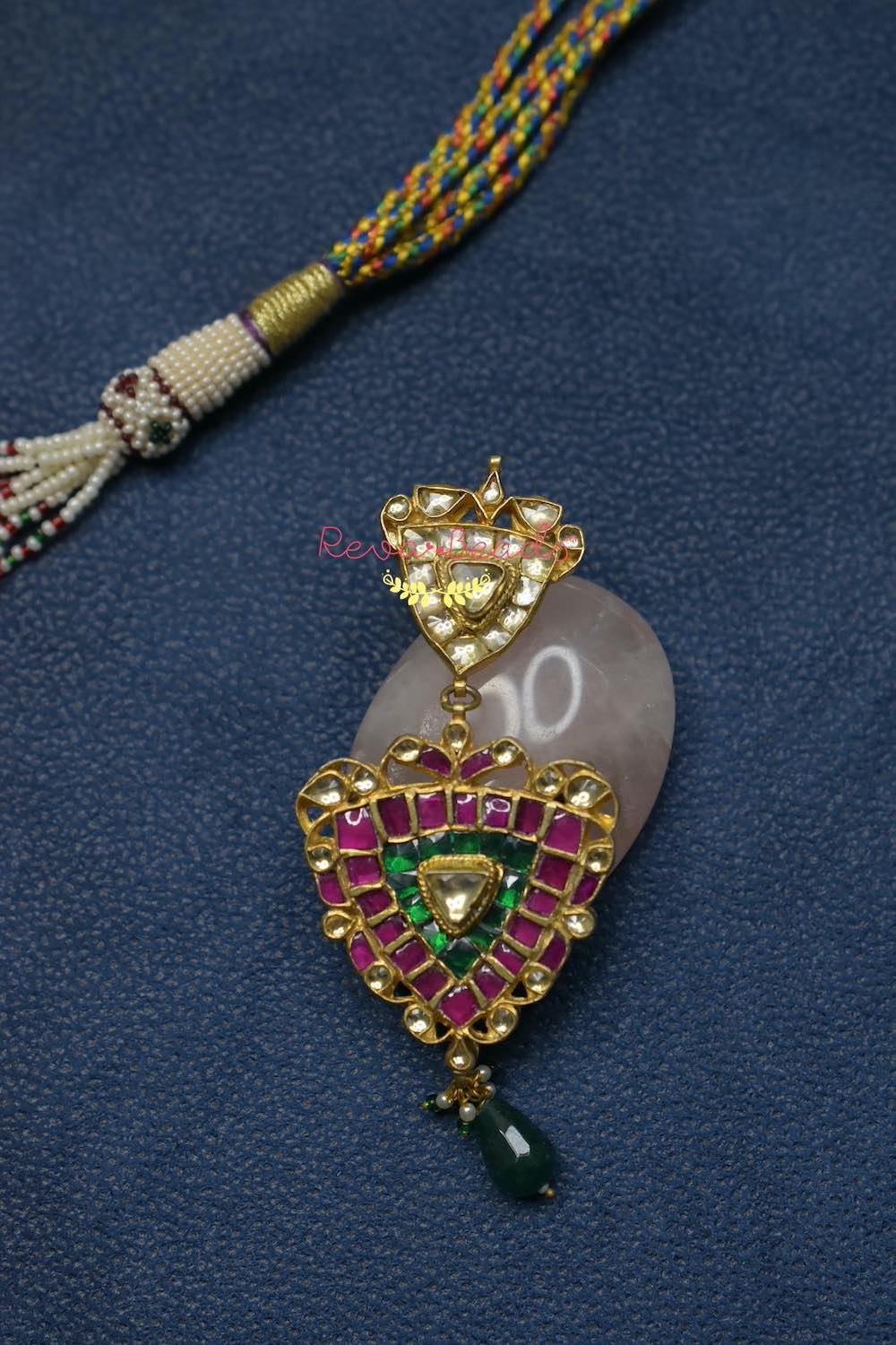 red green kundan necklace