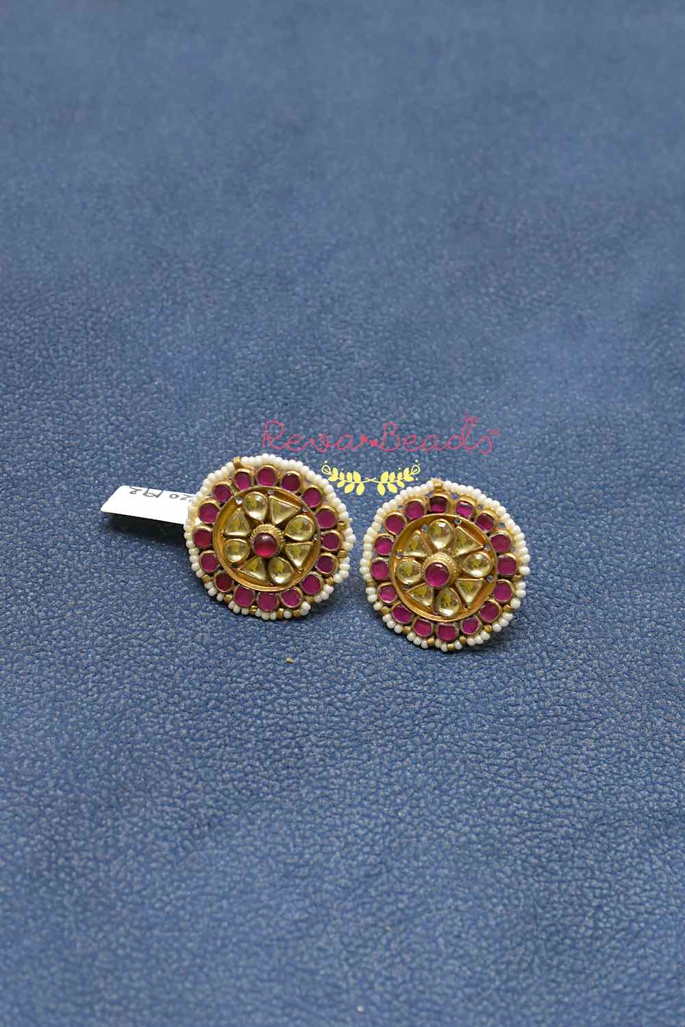 round kundan studs