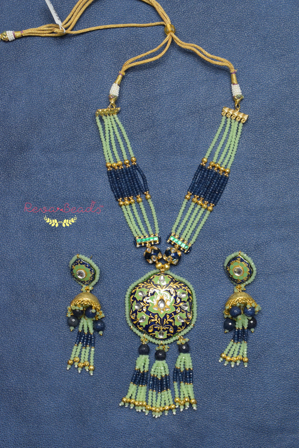 Meenakari Long Necklace Earrings Set mlnes220154