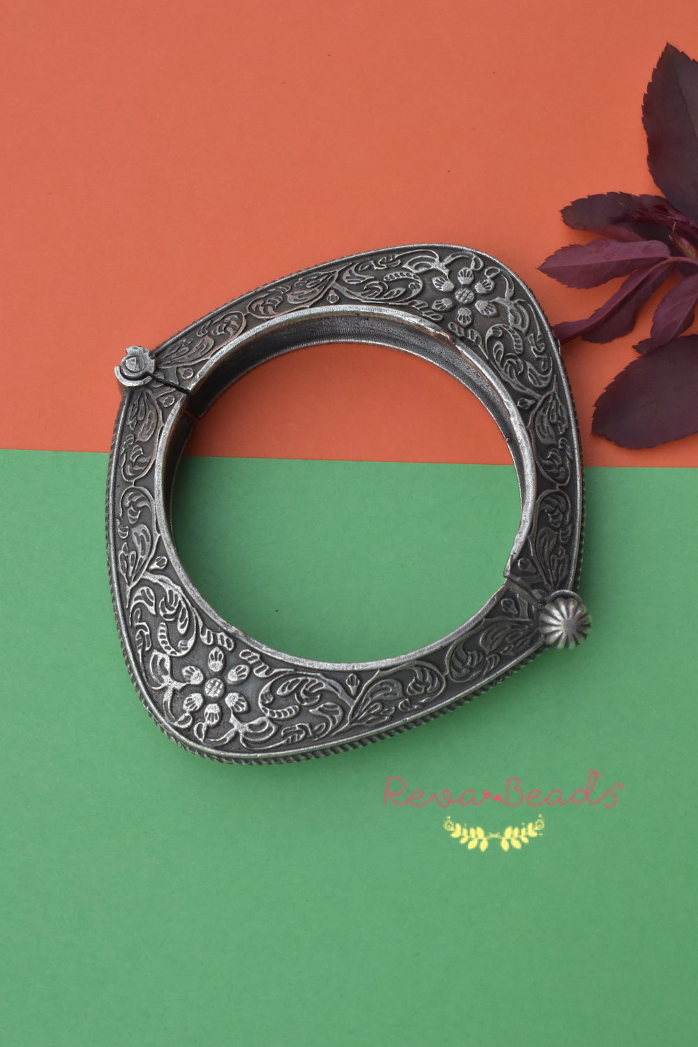 oxidised silver kada
