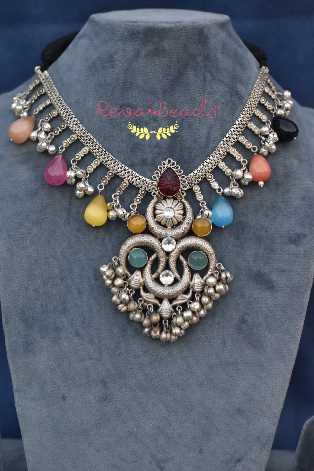 stone studded tribal necklace