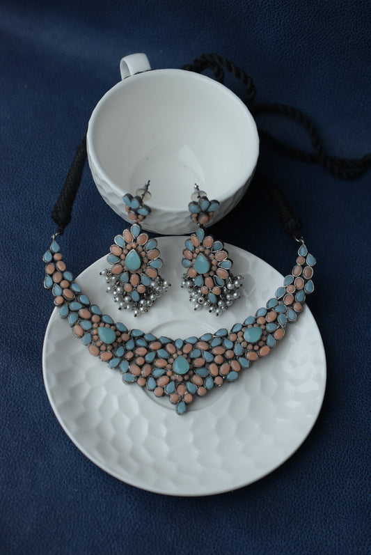 tribal choker necklace earrings set trchnes221232