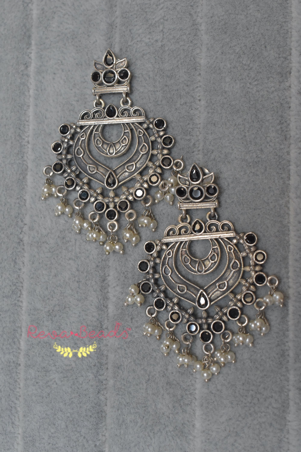 antique silver chandbali 