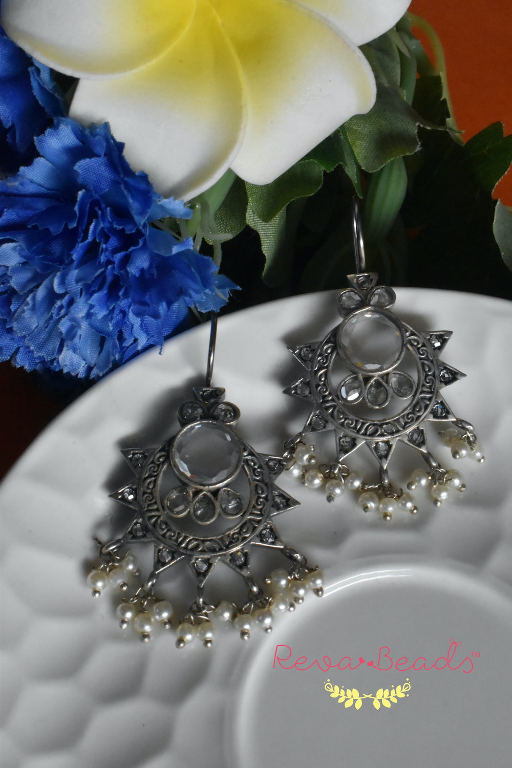 white drop earrings