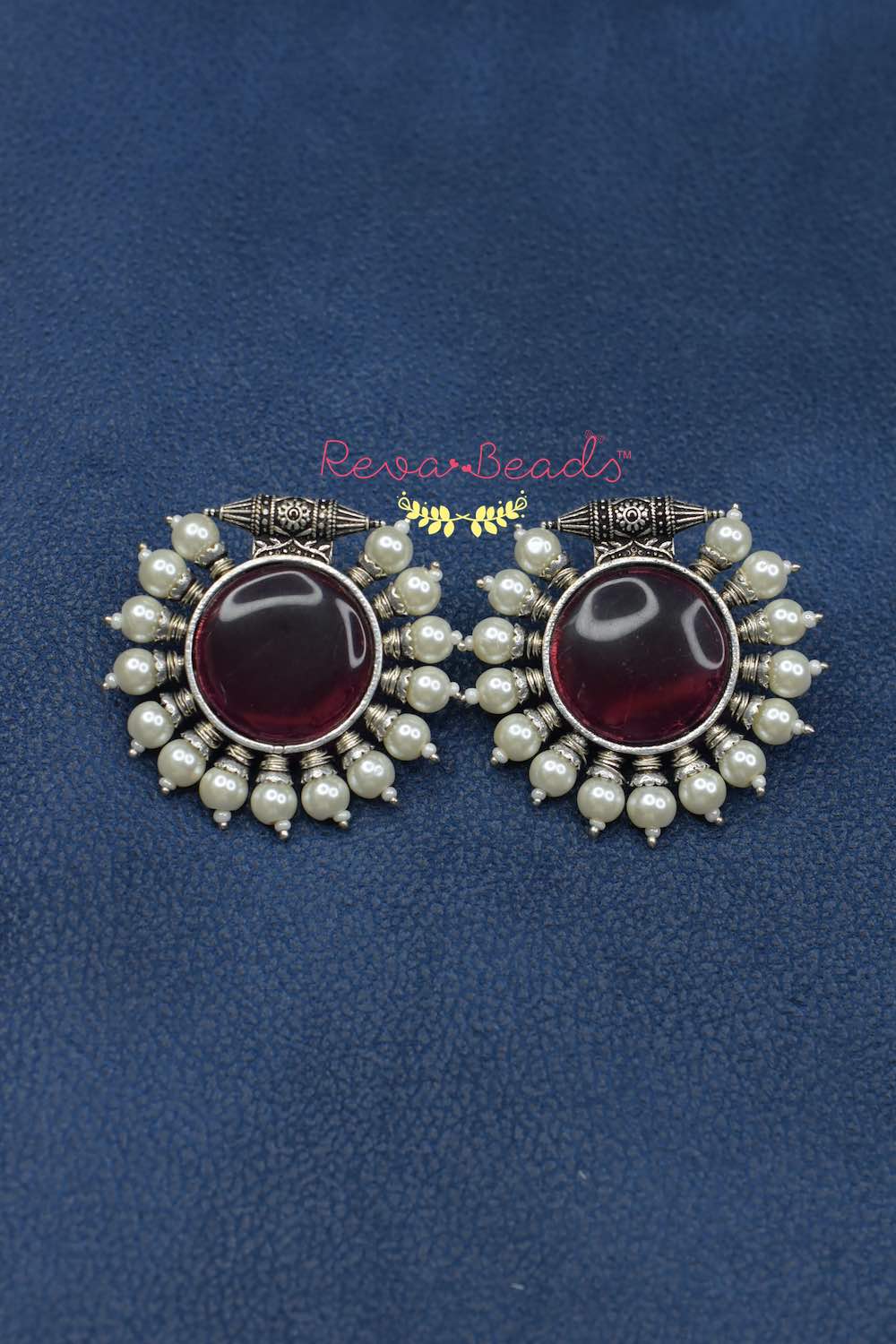 maroon pearl studs